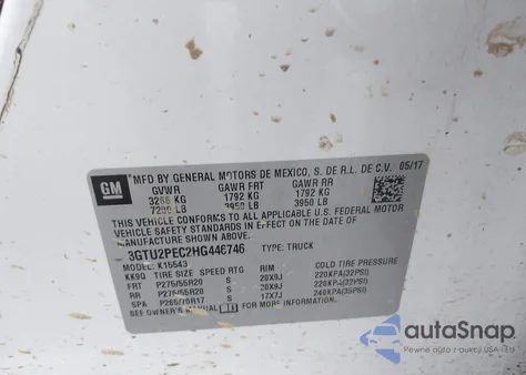 2017 GMC Sierra 1500 Denali from USA, damaged, VIN 3GTU2PEC2HG446746